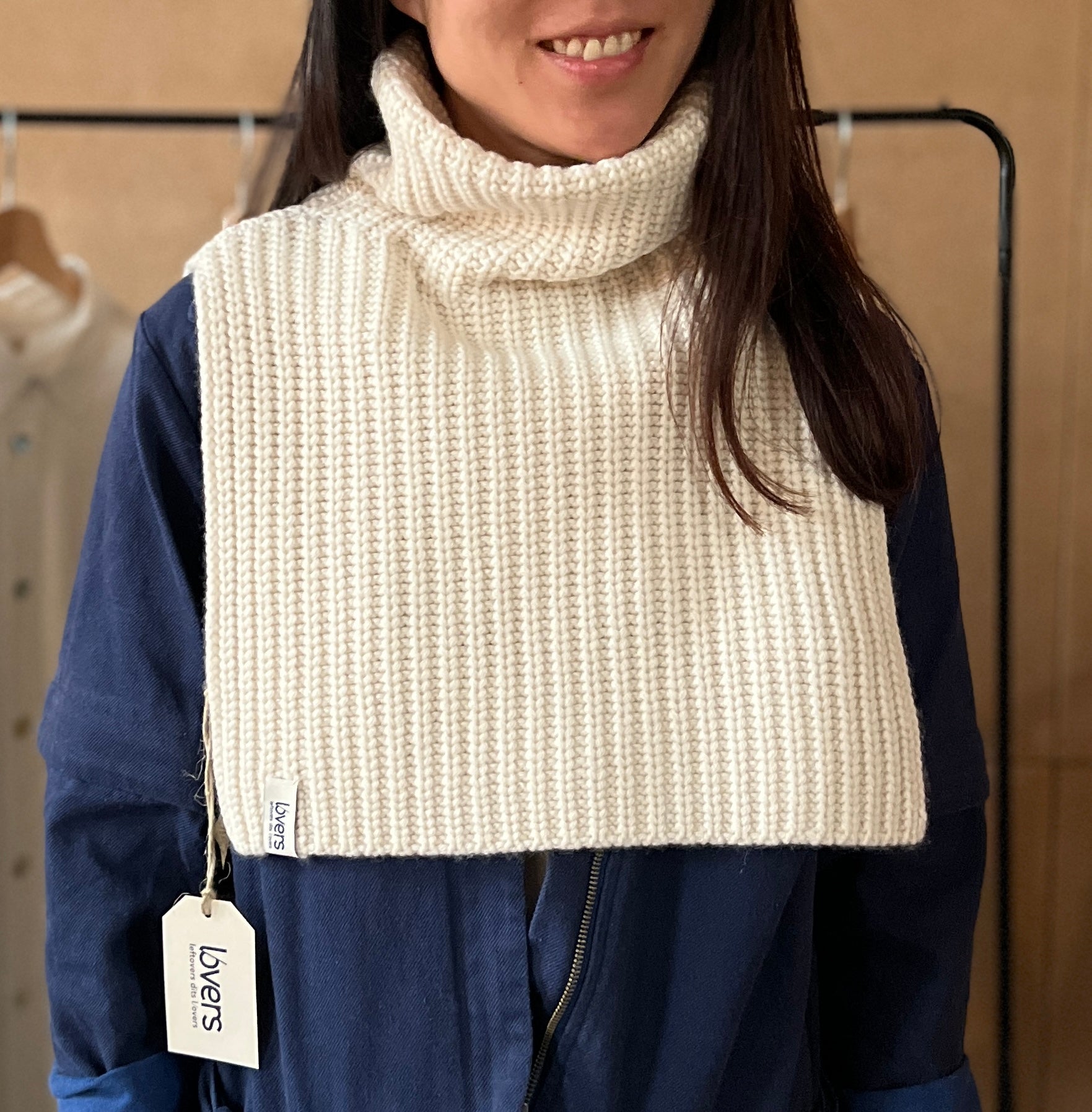 PLASTRON COL ROULE 100% CACHEMIRE 14 FILS L/56