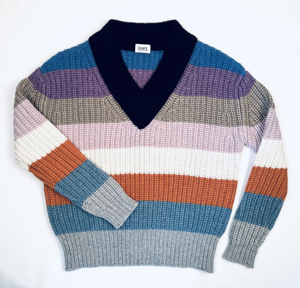 PULL V RAYE MULTICOLORE 18 FILS L/62