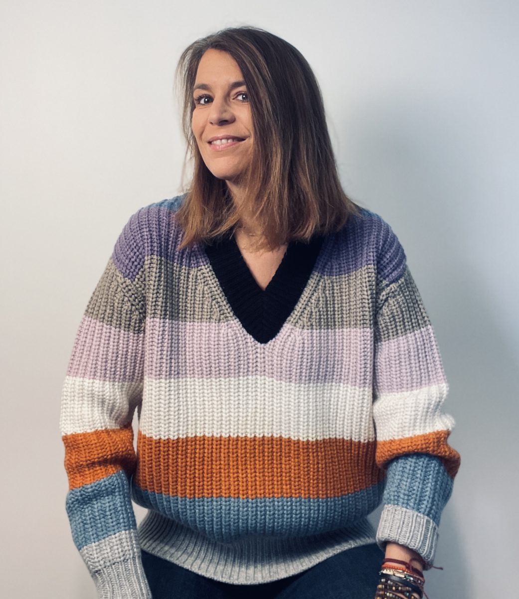 PULL V RAYE MULTICOLORE 18 FILS L/62